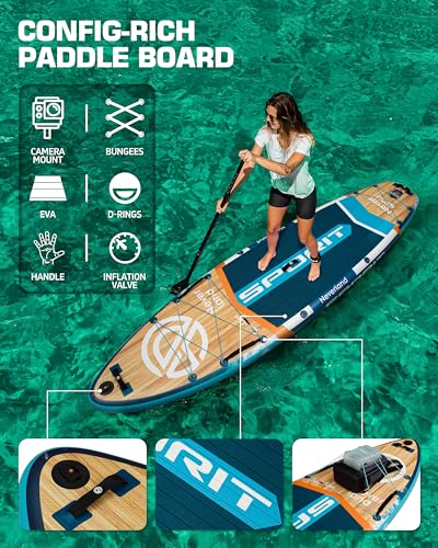 11'6×35" Super Wide Inflatable Stand Up Paddle Board, Ultra Stable SUP Board for Adults, 450lb Capacity with Shoulder Strap, 100L Backpack, Removable US Fin, Floating Paddle, Safety Leash