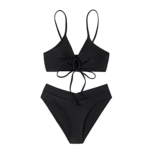 Sexy Bikini Set High Cut Swimsuit Set for Women Tie Knotte Bathing Suit 2 Piece