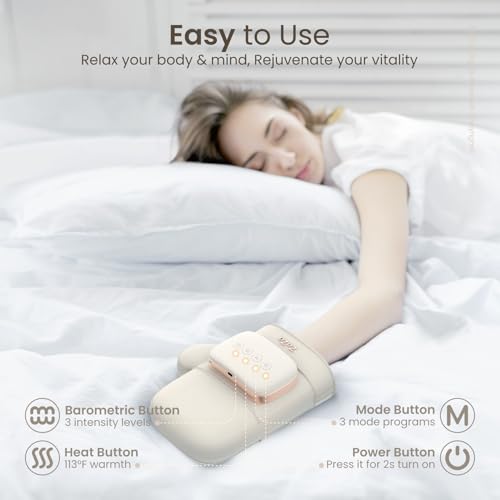 zaza Hand Massager with Heat and Compression,Airbags Press Massage Carpal Tunnel,Palm and Fingers,for Relieve Pain and Soothe Muscle,PU Leather,Cordless Massage Glove Design,for Women