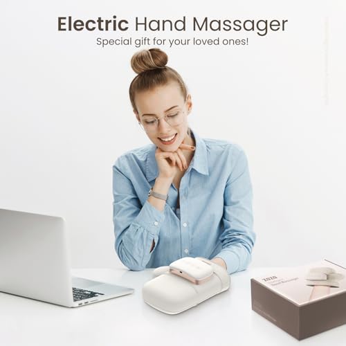 zaza Hand Massager with Heat and Compression,Airbags Press Massage Carpal Tunnel,Palm and Fingers,for Relieve Pain and Soothe Muscle,PU Leather,Cordless Massage Glove Design,for Women