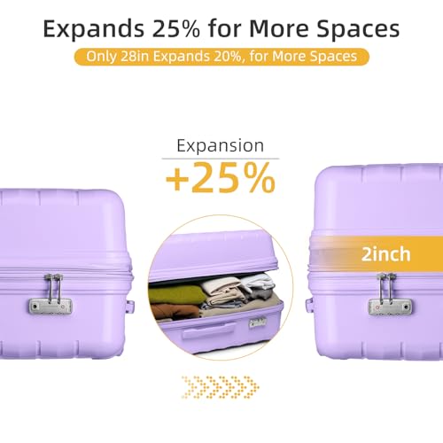 LARVENDER Luggage Sets 3 Piece with Duffel Bag Hardside PP carry on suitcase with 360° Spinner Wheels TSA Lock for Men Women, Purple