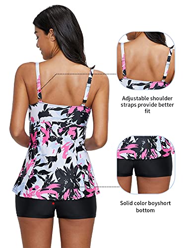 Century Star 2024 Two Piece Womens Tankini Swimsuits Modest Tankini Bathing Suit Tops with Shorts Tummy Control Swimwear