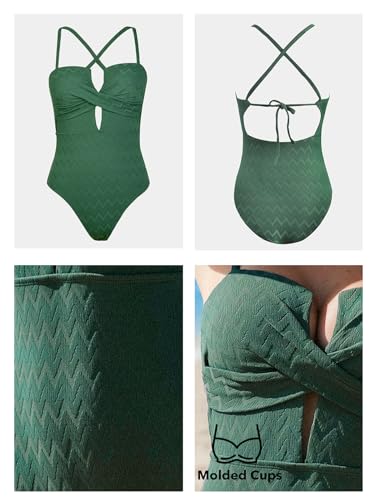 CUPSHE Women's One Piece Swimsuit Bathing Suit Wrapped Back Cut Out Adjustable Straps Swimwear Molded Cups