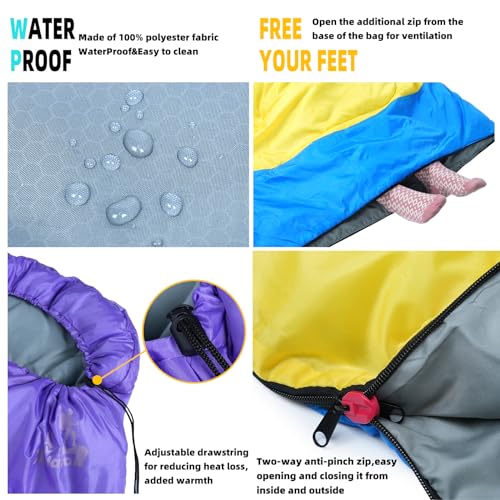 Sleeping Bags for Adults Kids - 3 Season Cold&Warm Weather Waterproof Camping Sleeping Bags - Lightweight Sleeping Bags for Camping Hiking Outdoor Travel