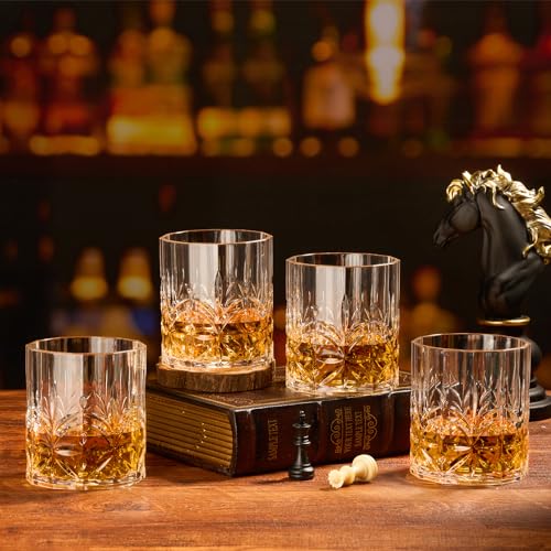 Unbreakable Tritan Plastic Whiskey Glasses Set of 6, 14 Oz Old Fashioned Glasses for Scotch Cocktail Rum Bourbon Vodka Liquor, Unique Gifts for Men, Reusable, Clear, BPA-free, Dishwasher Safe