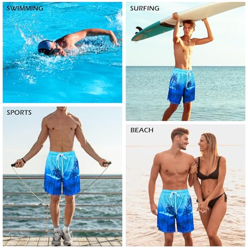 Men's Swim Trunks with Compression Liner Board Beach Shorts Quick Dry Swim Shorts Bathing Suits with Zipper Pock