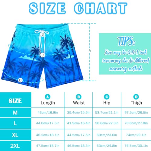 Men's Swim Trunks with Compression Liner Board Beach Shorts Quick Dry Swim Shorts Bathing Suits with Zipper Pock