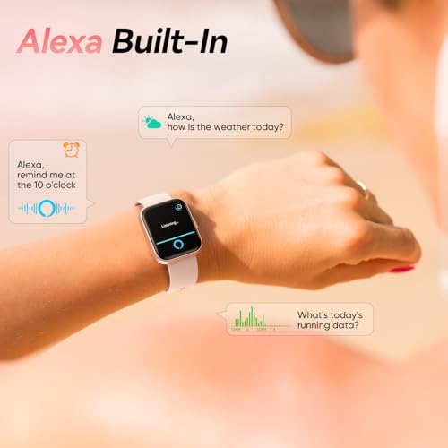 Fitpolo Smart Watches for Women, 1.8'' Alexa Built-in Fitness Tracker Watch with Bluetooth Calls, IP68 Waterproof, Heart Rate/Sleep/SpO2 Monitor, 110 Sports Modes Compatible with Android & iPhone