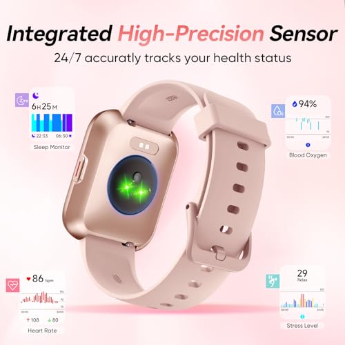 Fitpolo Smart Watches for Women, 1.8'' Alexa Built-in Fitness Tracker Watch with Bluetooth Calls, IP68 Waterproof, Heart Rate/Sleep/SpO2 Monitor, 110 Sports Modes Compatible with Android & iPhone