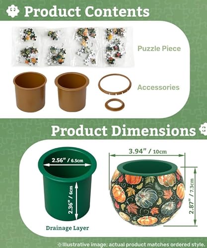 PieceRelax 3D Puzzle Planter - Singing Birds and Flowers - Small Round Plant Pots with Drainage, Home Decor Flower Pots for Indoor Cactus, Succulents Pots [K1100]