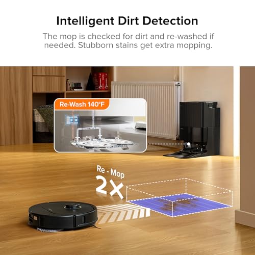 roborock Qrevo Pro Robot Vacuum and Mop with FlexiArm Design Edge Mopping, Dynamic Hot Water Mop Washing and Auto Mop Drying, Intelligent Dirt Detection, 7,000 Pa Suction, Only Support 2.4G WiFi