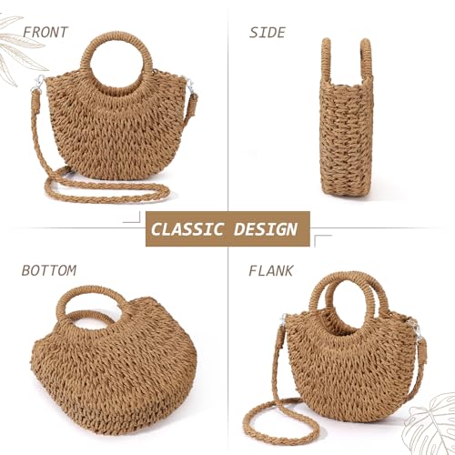 Straw Clutch Purses for Women Woven Straw Beach Sea Handbag Tote Bags for Summer