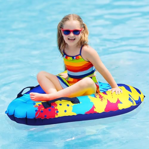 Inflatable Surf Body Board with Handles Beach Surfing Float for Slip Portable Pool Water Game Float Board Swimming Pool Floating Water Summer Fun Toy for Kids and Adult