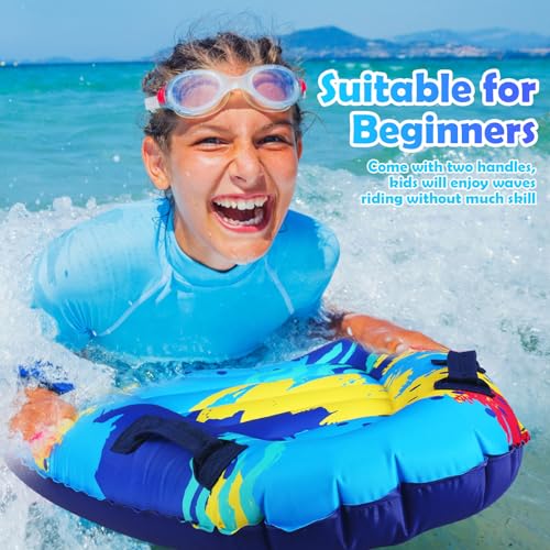 Inflatable Surf Body Board with Handles Beach Surfing Float for Slip Portable Pool Water Game Float Board Swimming Pool Floating Water Summer Fun Toy for Kids and Adult