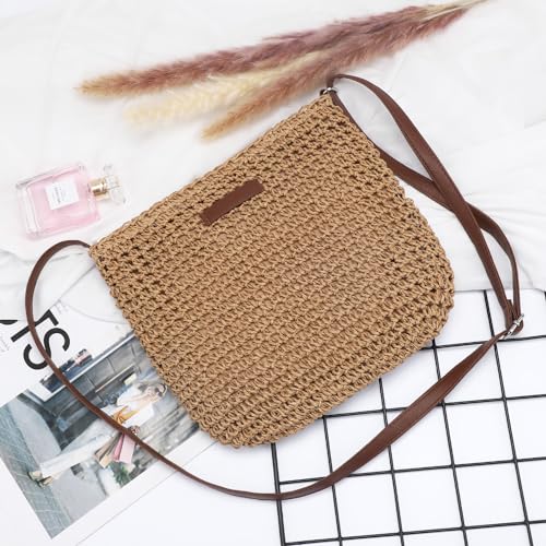 Straw Clutch Bags for Women Shoulder Bag Crossbody Bag Summer Beach Straw Bag Hand-Woven