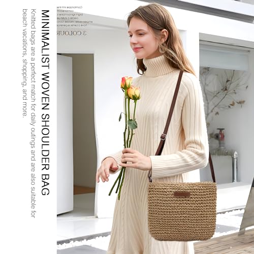 Straw Clutch Bags for Women Shoulder Bag Crossbody Bag Summer Beach Straw Bag Hand-Woven