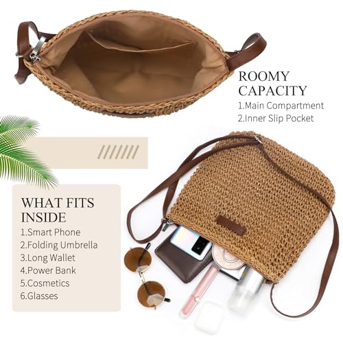 Straw Clutch Bags for Women Shoulder Bag Crossbody Bag Summer Beach Straw Bag Hand-Woven