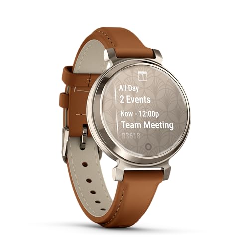 Garmin Lily 2, Small and Stylish Smartwatch, Hidden Display, Patterned Lens, Up to 5 Days Battery Life, Tan