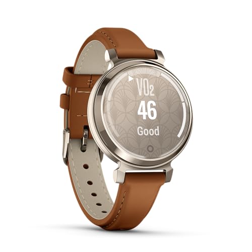 Garmin Lily 2, Small and Stylish Smartwatch, Hidden Display, Patterned Lens, Up to 5 Days Battery Life, Tan