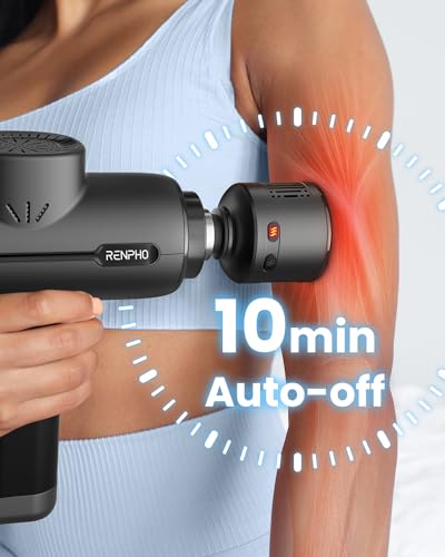 RENPHO Massage Gun Head with Heat and Cool, Percussion Muscle Massager Gun Head for Deep Tissue Muscle Pain Relief, Portable Rechargeable Handheld Massage Gun Attachments, Heated Massage Gun Head