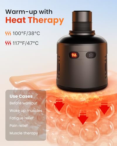 RENPHO Massage Gun Head with Heat and Cool, Percussion Muscle Massager Gun Head for Deep Tissue Muscle Pain Relief, Portable Rechargeable Handheld Massage Gun Attachments, Heated Massage Gun Head