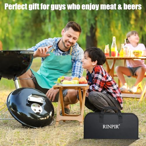 31pcs Stainless Steel BBQ Grill Accessories Set for Men Dad, Heavy Duty Grilling Tools for Outdoor Camping, BBQ Utensils Kit with Mats, Grill Brush in Carrying Bag Brown