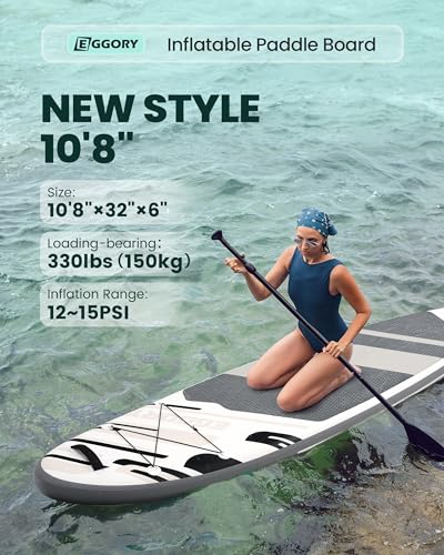 Inflatable Paddle Board, 11'x32 x6 Stand Up Paddle Board, Sup Board with Removable Fin, Floating Paddle, Hand Pump, Waterproof Bag, Traveling Board