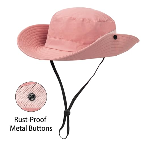 Womens Summer Sun Hat Beach Hat Wide Brim Outdoor UV Protection Hat Packable Mesh Bucket Hat with Ponytail Hole