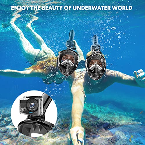 Full Face Snorkel Mask for Adults Teen, Snorkeling Gear with Detachable Camera Mount,Panoramic 180° View, Anti-Fog Anti-Leak Snorkling Set for Man and Women