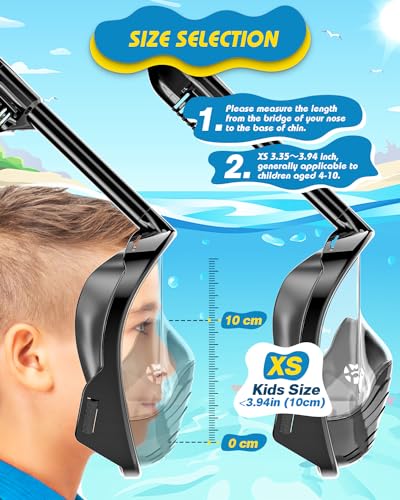 QingSong Kids Snorkel Mask Full Face, Snorkeling Set with Camera Mount, 180 Degree Panoramic View Snorkeling Gear Anti-Fog Anti-Leak