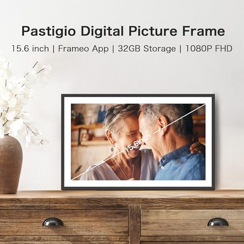 Digital Picture Frame, 15.6 Inch Large Frameo Digital Photo Frame WiFi, 32GB, 1920 * 1080 IPS HD Touch Screen, Tabletop&Wall-Mounted, Share Picture Video, Birthday, Wedding, for Mom