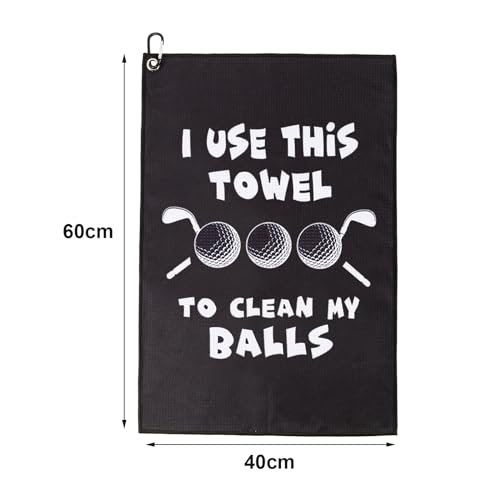 Golf Towel,Printed Golf Towels for Golf Bags with Clip,Golf Accessories Funny Golf Gifts for Men Golfers,Husband Boyfriend Dad,Birthday Gifts for Golf Fan-I Use This Towel to Clean My Balls.