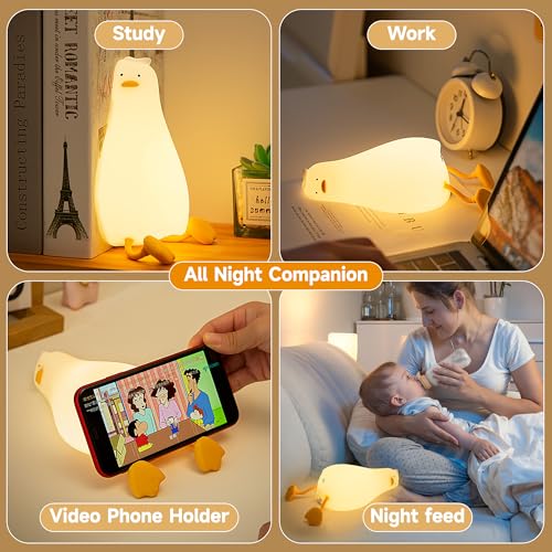 Lying Flat Duck Night Light, LED Squishy Duck Lamp