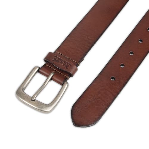 Levi's Men's Casual Leather Belt, Tan Burnish, Large (38-40)