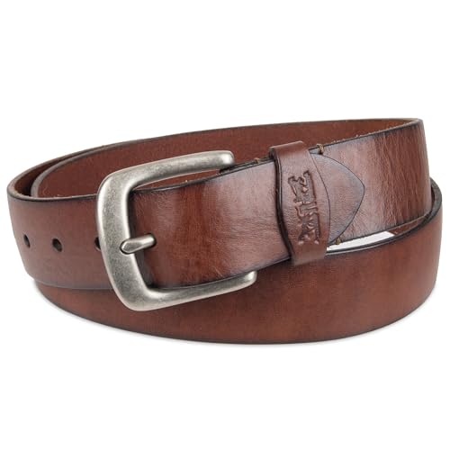 Levi's Men's Casual Leather Belt, Tan Burnish, Large (38-40)