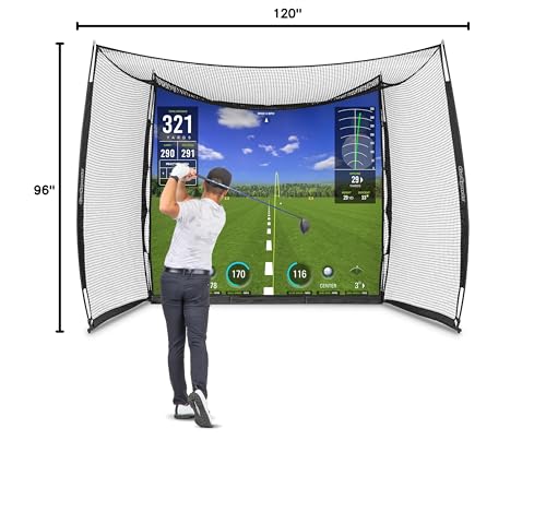 GoSports Range Cage 10 ft x 8 ft Golf Practice Hitting Net with Simulator Impact Screen