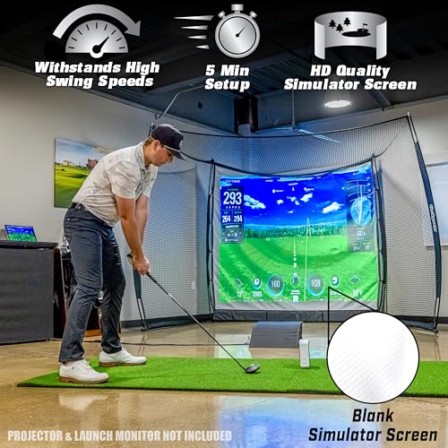 GoSports Range Cage 10 ft x 8 ft Golf Practice Hitting Net with Simulator Impact Screen