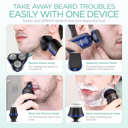 VOYOR Electric Razor for Men Cordless Shavers for Shaving with face sideburn Nose Ear Hair  Rechargeable Wet Dry Waterproof TX410 New (New Version-Blue)