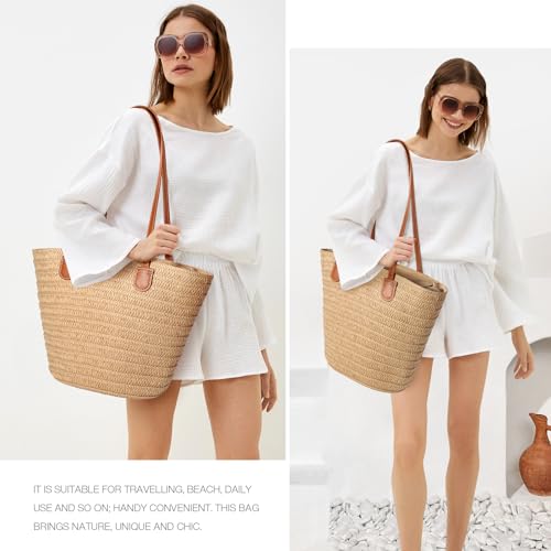 Hommtina Straw Bag Womens Straw Beach Bag Crossbody Shoulder Bags Vacation Purse Straw Purse for Summer