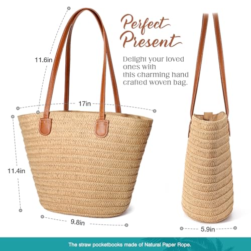 Hommtina Straw Bag Womens Straw Beach Bag Crossbody Shoulder Bags Vacation Purse Straw Purse for Summer