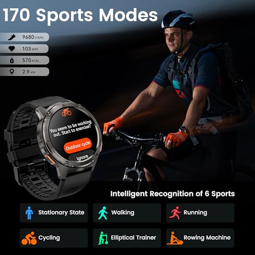 KOSPET Smart Watch for Men, 60 Days Extra-Long Battery, 50M Waterproof for Swimming, Rugged Military Full Metal Body Smartwatch, 1.43” AMOLED Always-On Display Fitness Watch（Answer/Make Calls）AI Voice