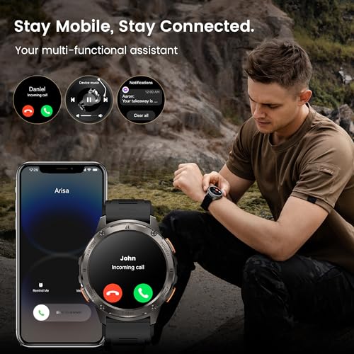 KOSPET Smart Watch for Men, 60 Days Extra-Long Battery, 50M Waterproof for Swimming, Rugged Military Full Metal Body Smartwatch, 1.43” AMOLED Always-On Display Fitness Watch（Answer/Make Calls）AI Voice