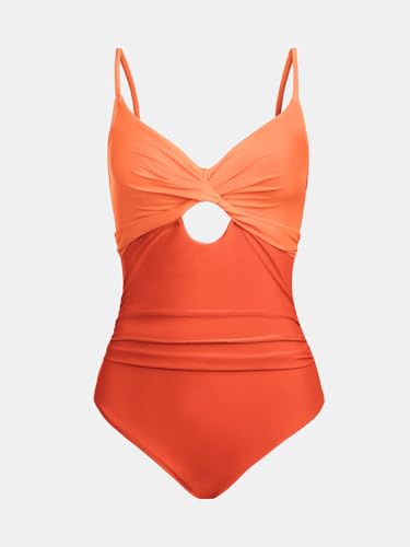 CUPSHE One Piece Swimsuit for Women Bathing Suits Twist Front Cutout Adjustable Straps Ruched Swimwear