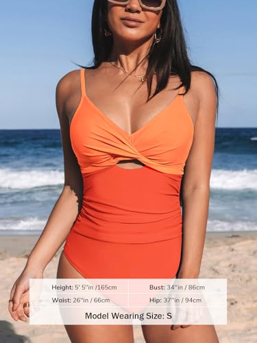 CUPSHE One Piece Swimsuit for Women Bathing Suits Twist Front Cutout Adjustable Straps Ruched Swimwear