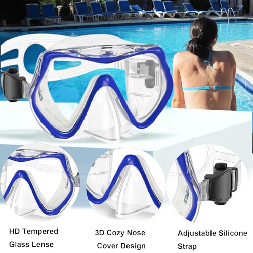 Snorkeling Gear for Adults,Otowaving Dry Snorkel Set,Panoramic View Snorkel Gear, Anti-Fog Tempered Glass Swim Mask,Snorkel for Lap Swimming Diving Scuba Training Travel Snorkel Kit