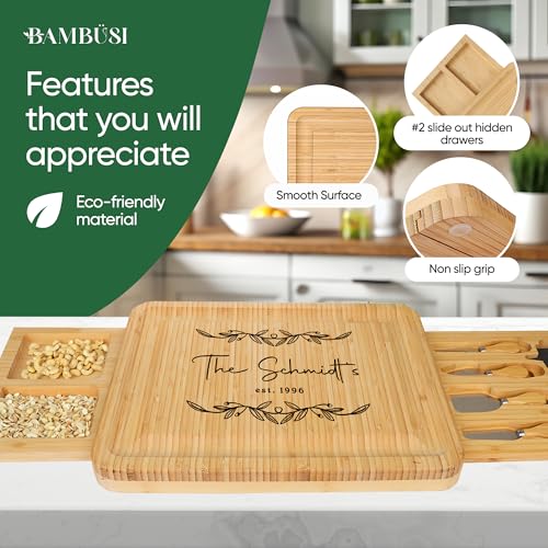 Personalized Charcuterie Board Gift Set - Custom Charcuterie Board Wood Engraved, Customized Cutting Board, Engraved Charcuterie Board & Cheese Board - Customized Wedding, Housewarming & Birthday Gift