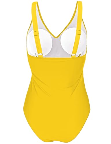 Women's One Piece Swimsuits Tummy Control Bathing Suits for Womens V Neck Criss Cross Ruched Push Up Slimming Swimwear