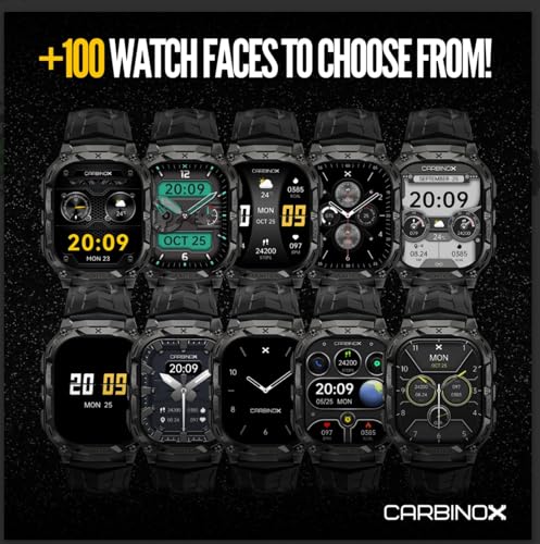 CARBINOX Vortex Smart Watch (Answer/Make Calls), Rugged Fitness Tracker IP69K Waterproof Compatible with Android and iOS Phone, 14 Days of Battery Military Durable…