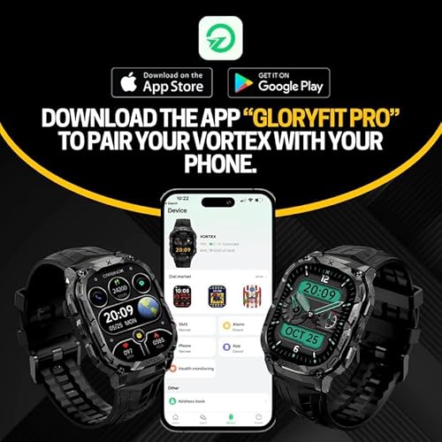 CARBINOX Vortex Smart Watch (Answer/Make Calls), Rugged Fitness Tracker IP69K Waterproof Compatible with Android and iOS Phone, 14 Days of Battery Military Durable…