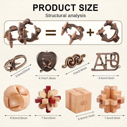 Brain Teaser Puzzles for Adults Disentanglement Puzzles Metal Wooden Brain Teaser Puzzle 16pcs Logic Metal Puzzle for Adult Kid Toy Lock Puzzles Gift for Adults Teenagers